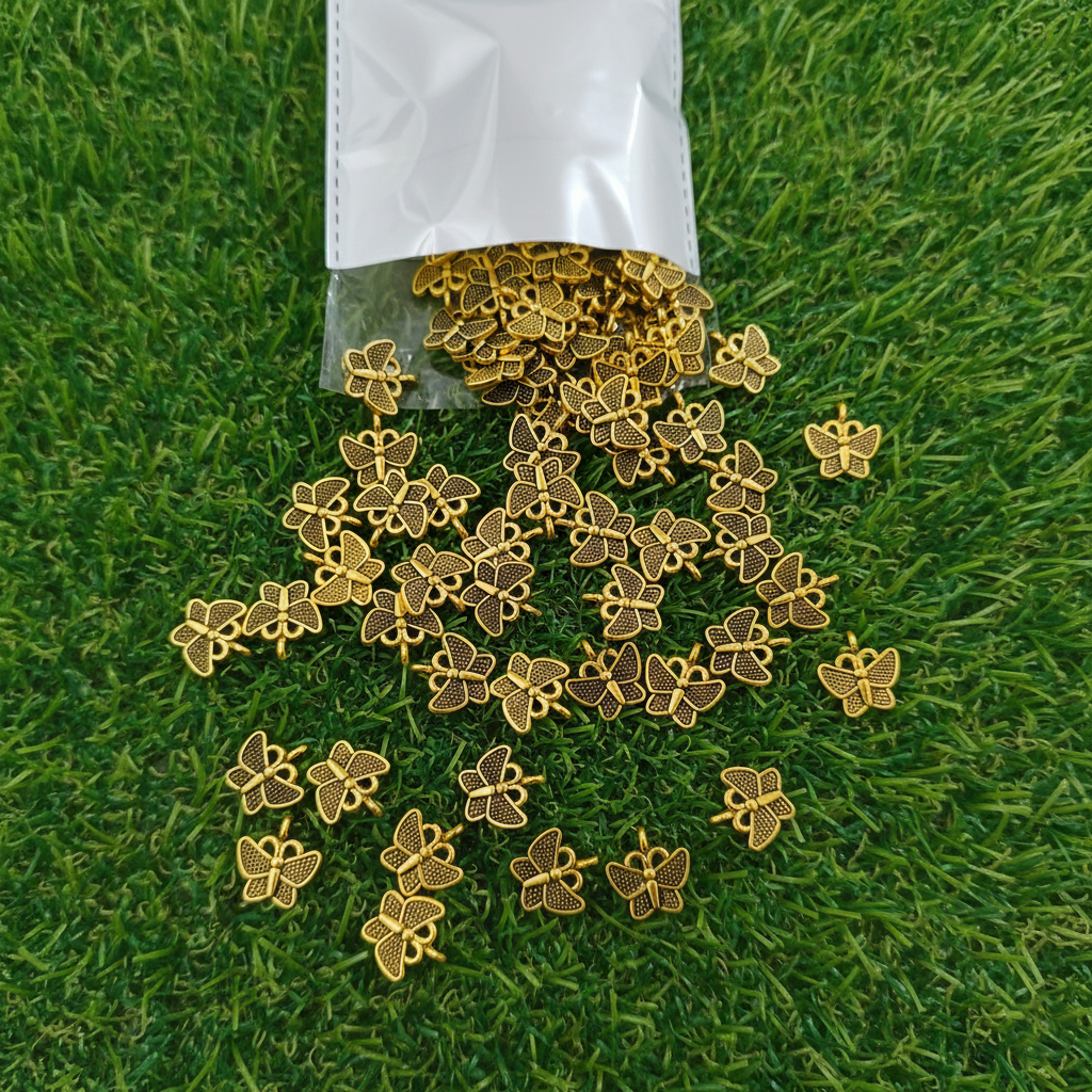 Antique Gold Butterfly Charms – Vintage Metal Pendants for DIY Jewelry & Craft Projects