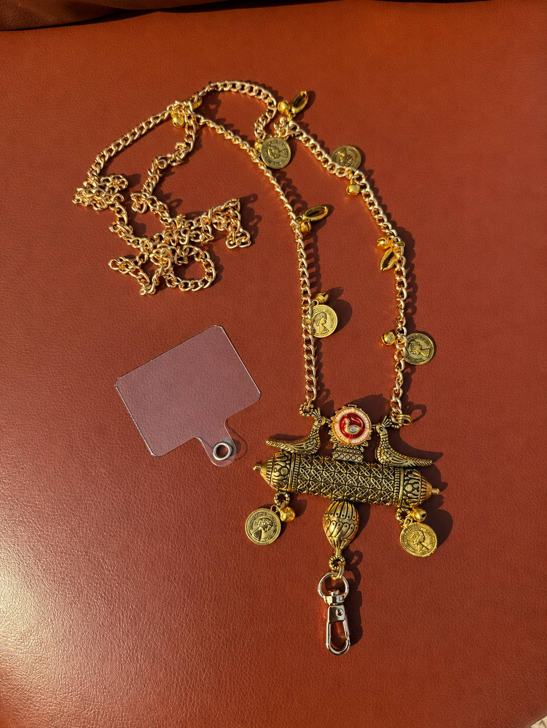 Traditional Royal Charm Phone Lanyard Necklace – Functional Elegance with Heritage Design