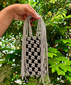 Handcrafted Luxe Beaded Fringe Phone Bag | Metallic Phone Pouch | Evening & Party Accessory