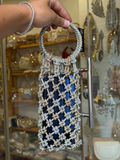 Luxury Crystal Rhinestone Net Phone Bag | Handmade Mini Evening Purse | Modern Maharani