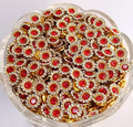 Red Kundan Rhinestone Flower Beads – Golden Stone Spacer Beads for Jewellery & Craft