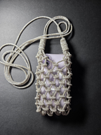 Handmade Macrame Rhinestone Phone Bag | Sparkling Crystal Crossbody Pouch