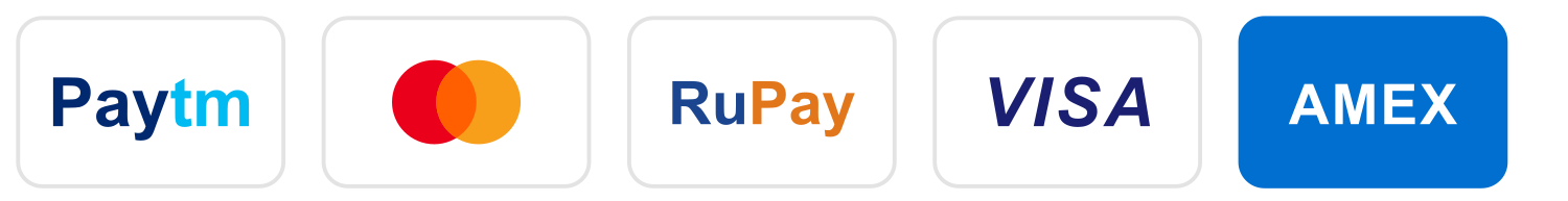 Accepted payments: Paytm, Mastercard, RuPay, Visa, American Express