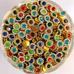 Multicolor Kundan Rhinestone Flower Beads – Golden Stone Spacer Beads for Jewellery & Craft
